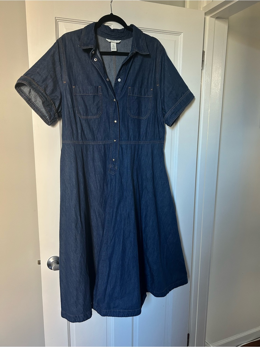 H&M Dark Blue Denim Midi Shirt Dress XL